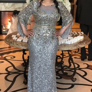 Primavera Couture | Silver | Sequin Gown | Size 10